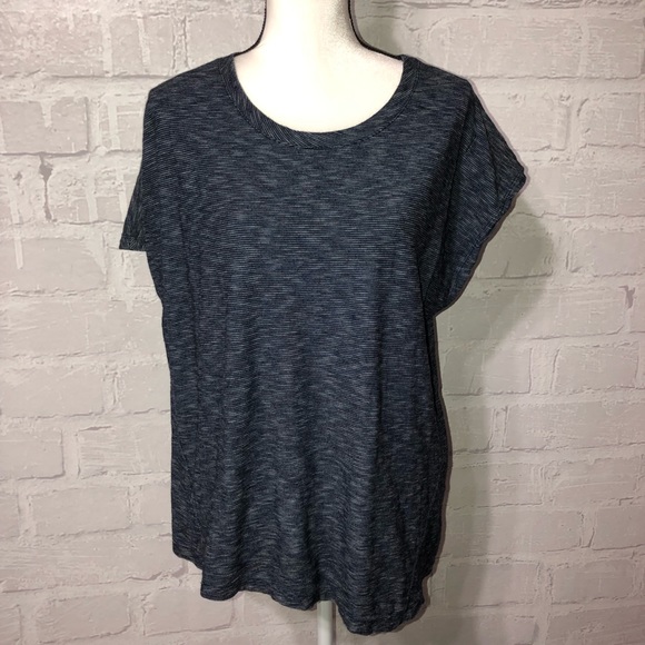 Deletta Basic Blue/Grey Top w/semi cap sleeve. H25 - Picture 2 of 7